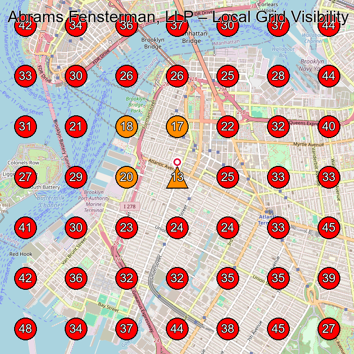 Abrams Fensterman, LLP GeoGrid visibility map for Wellness Center in 7th floor